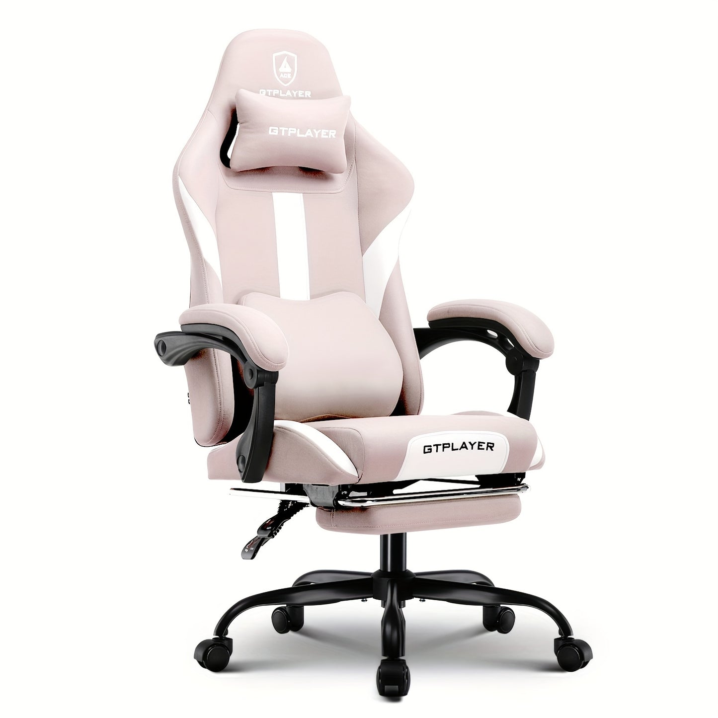 Ergonomic Gaming Chair with Lumbar Support, Breathable Fabric Computer Chair with Pocket Spring Cushion, Footrest for Adult Gamers, Metal Frame with Sponge Filling