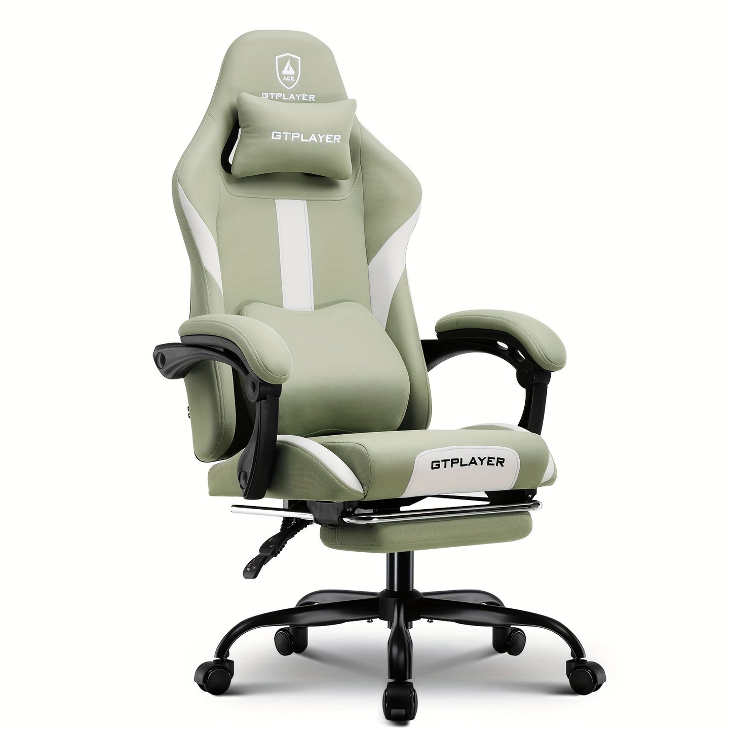 Ergonomic Gaming Chair with Lumbar Support, Breathable Fabric Computer Chair with Pocket Spring Cushion, Footrest for Adult Gamers, Metal Frame with Sponge Filling