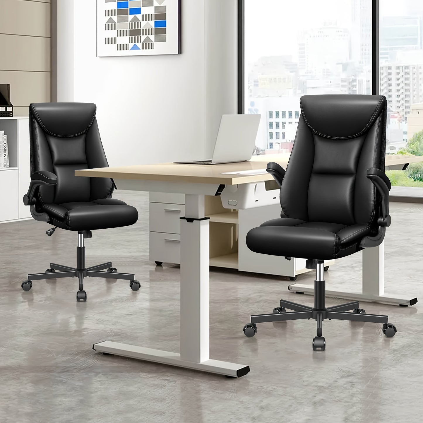 Office Chair, Ergonomic Executive Desk Chair, Comfortable PU Leather Chair For Home Office, High Back Swivel Computer Chair With Rocking Feature Back-to-school Season Gift, School Supplies