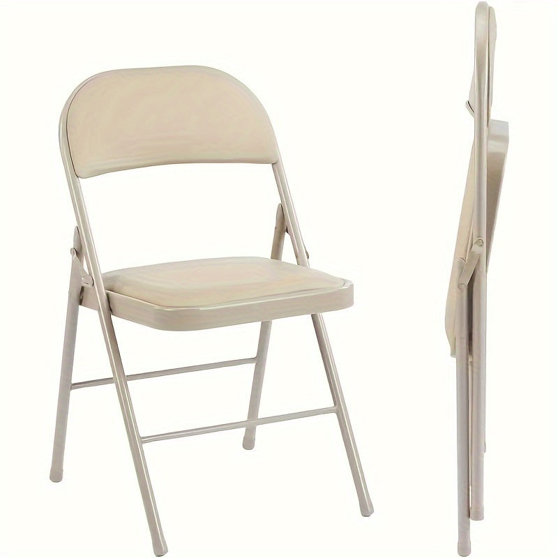 OLIXIS brand 2 sets of folding chairs, leather upholstered chairs, sturdy metal, easy to use and store, suitable for outdoor and indoor use, suitable for home, office and parties