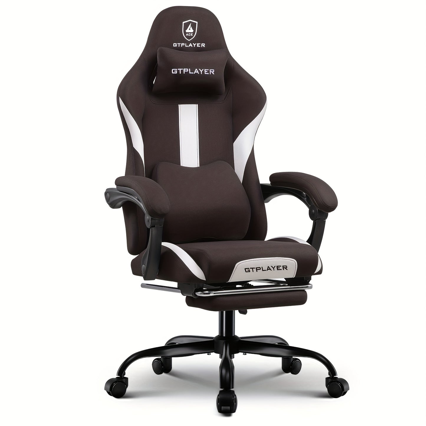 Ergonomic Gaming Chair with Lumbar Support, Breathable Fabric Computer Chair with Pocket Spring Cushion, Footrest for Adult Gamers, Metal Frame with Sponge Filling
