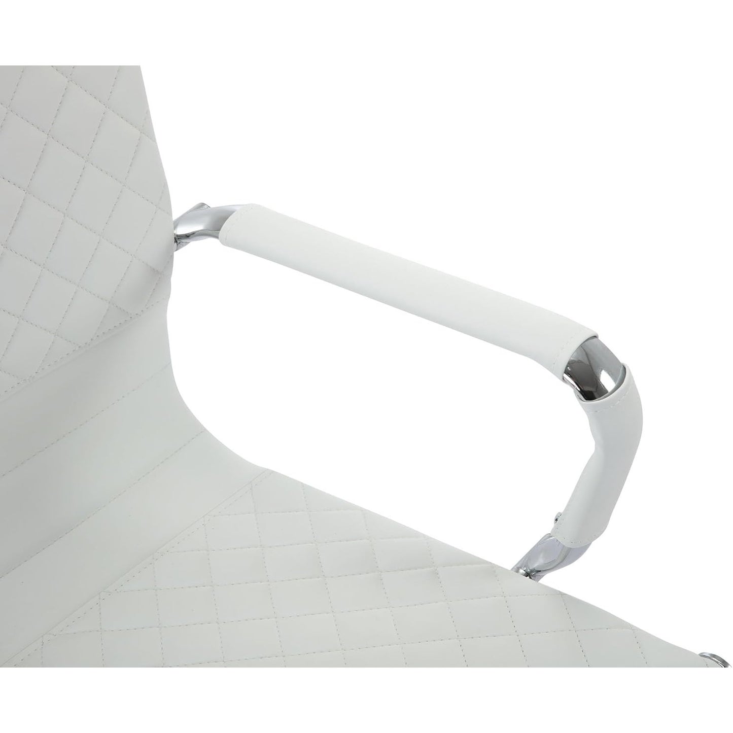 Set Of 2 Features A Minimalist Office Chair With A Diamond Grid Design On The Back, Equipped With Armrests And A Chrome Metal Base For Home Work, Suitable For Meeting Rooms\u002Fwaiting Rooms