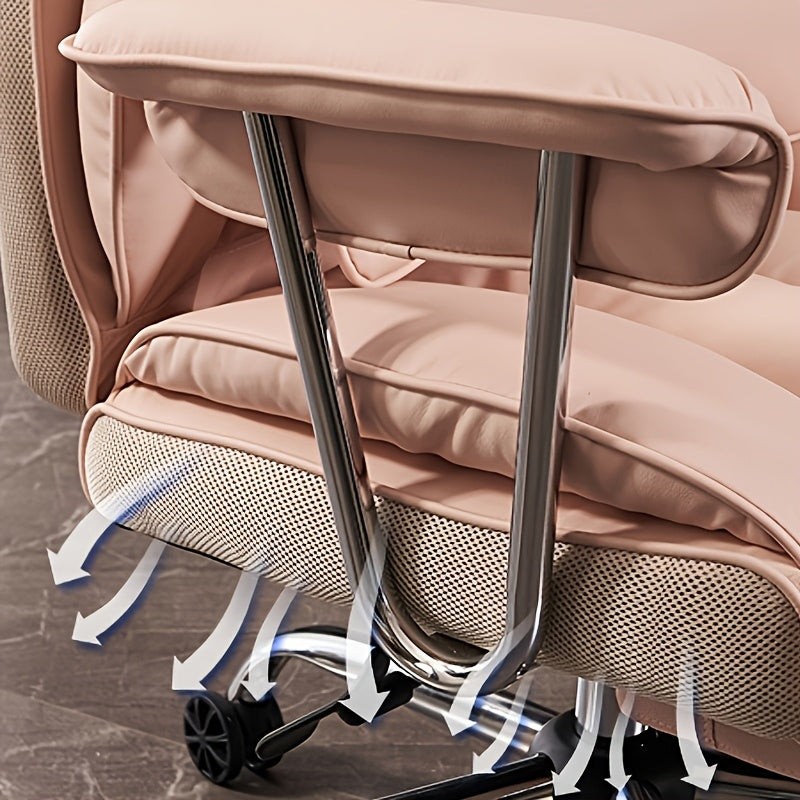Efomao Office Chair 400LBS, Big and Tall Office Chair, Faux Leather Computer Chair, Executive Office Chair with Leg Rest and Lumbar Support, Pink Office Chair