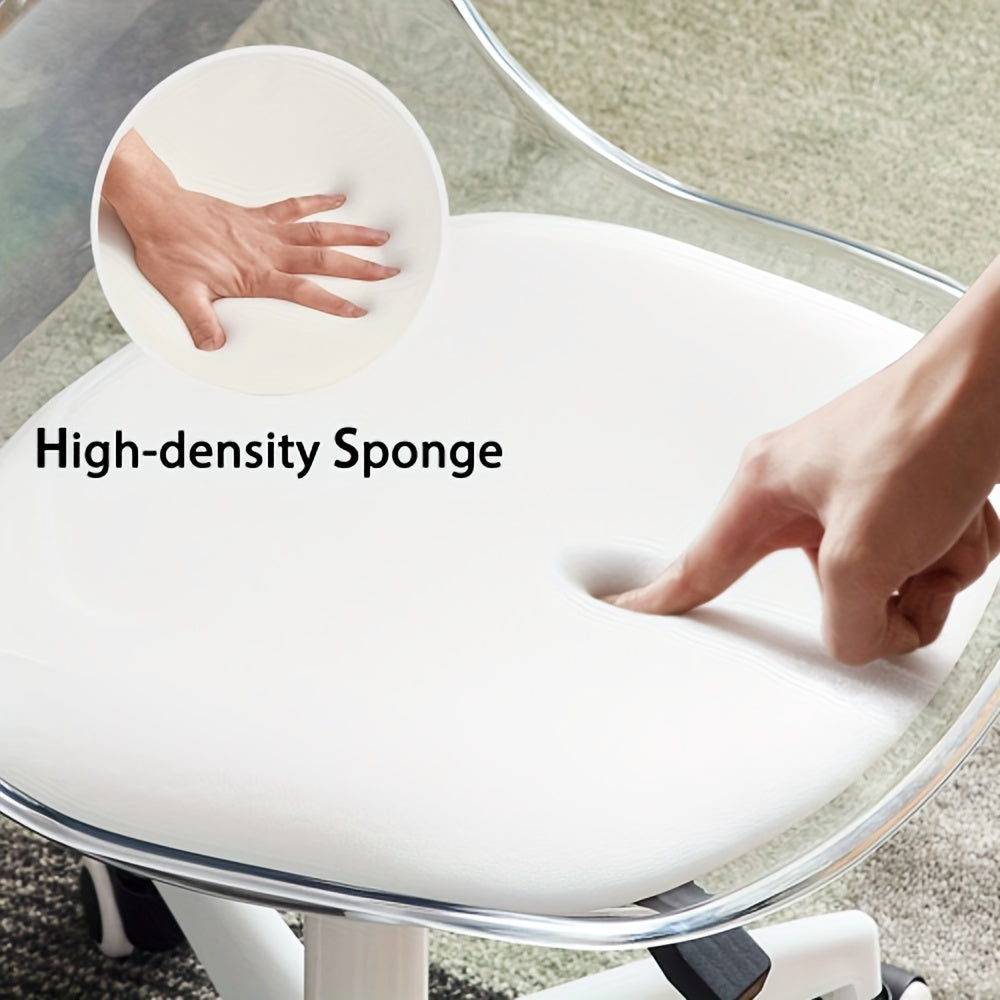 Third-generation office\u002Fgaming chair, Height Adjustable, adjustable 360 ° swivel chair, engineering plastic armless swivel computer chair, suitable for living room, bedroom and office, Transparent, for teenagers, furniture for home, small chairs.