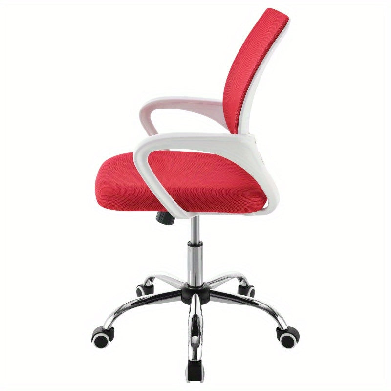 Anaheim Red Upholstered Adjustable Home Office Desk Chair Ergonomic Swivel Rolling Computer Task Chair with Lumbar Support for Back Pain Comfortable Seat Modern Executive Chair Wheels Mesh High Back