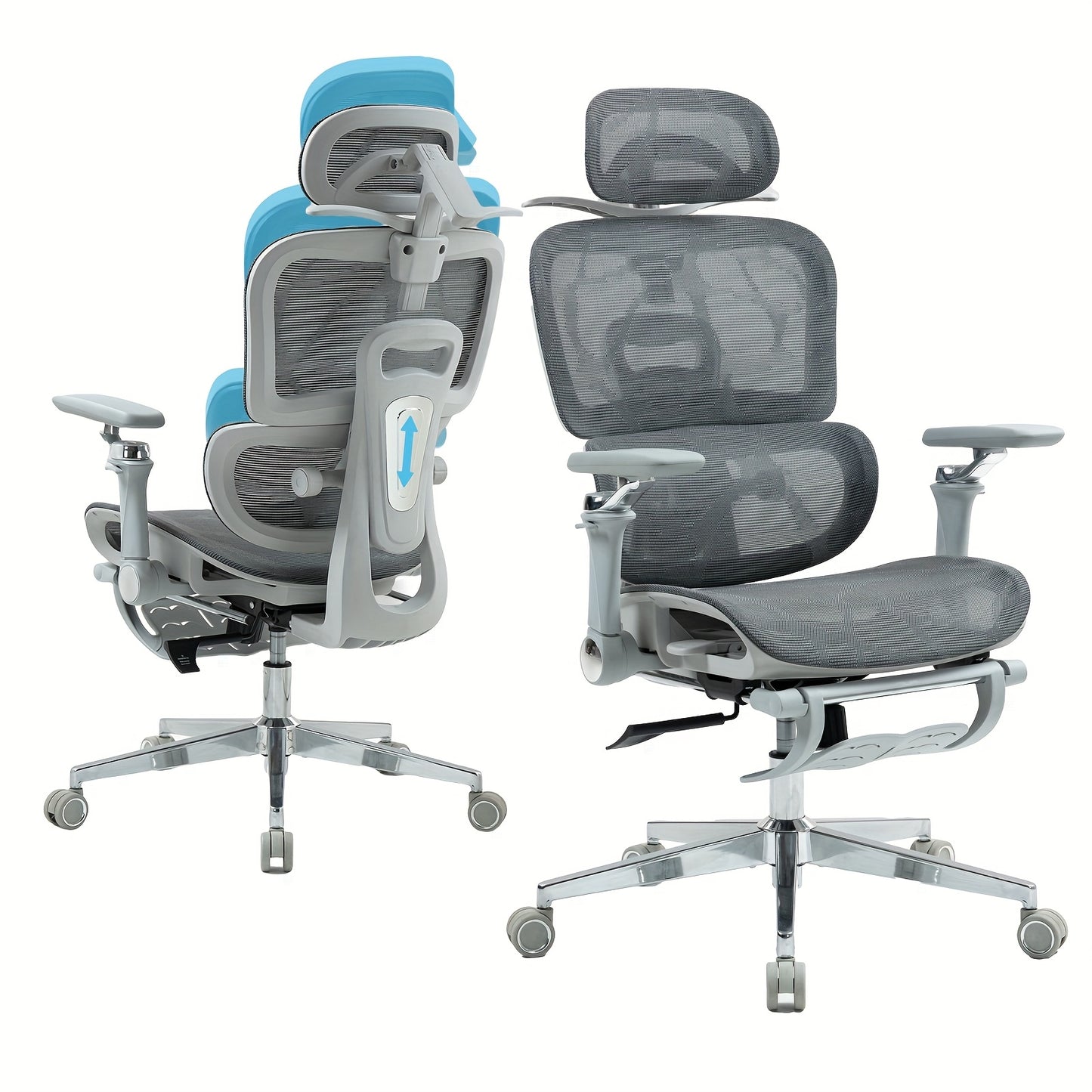 Mesh Ergonomic Office Chair With Footrest, High Back Computer Gaming Chair With Lumbar Support, Back Support, 6D Armrests For Big And Tall Napping Work Chair