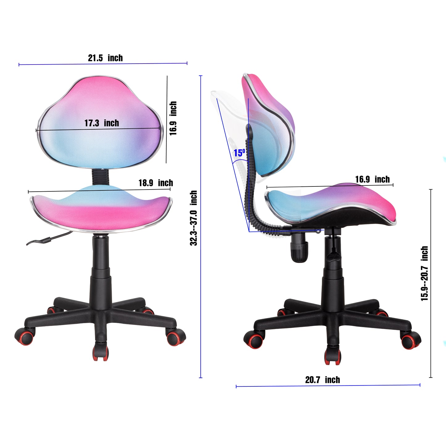 JJS Home Office Low Back Computer Executive Chair, Ergonomic Mesh Chair with Extra Large Base and Pads,