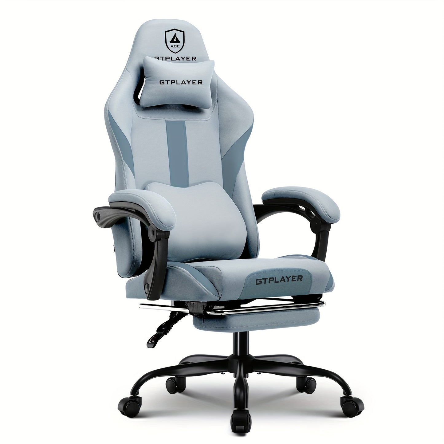 Ergonomic Gaming Chair with Lumbar Support, Breathable Fabric Computer Chair with Pocket Spring Cushion, Footrest for Adult Gamers, Metal Frame with Sponge Filling