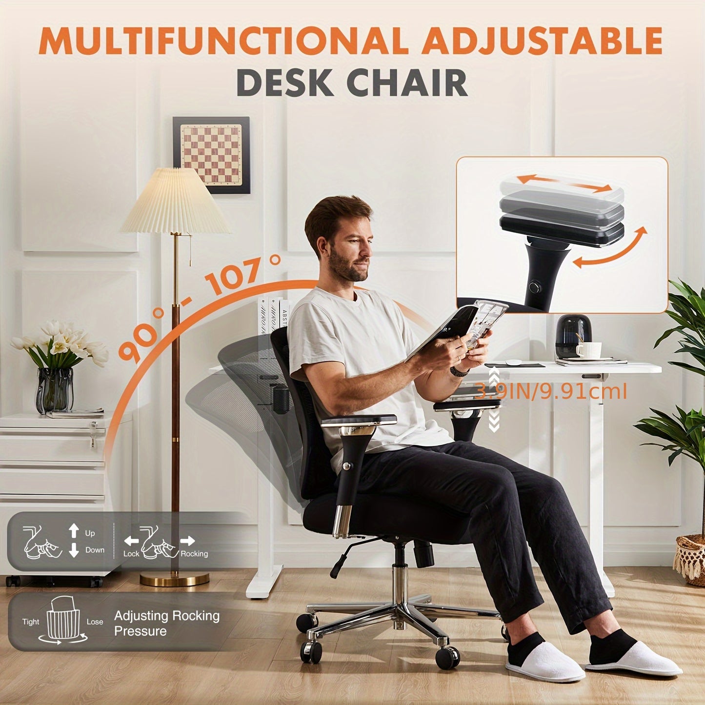 Big And Tall Office Desk Lumbar Support, 500LBS Heavy Duty Mesh Ergonomic Computer Chair With Arm And Wide Comfy Seat, Wheels For Adult, Extra-Large, Black