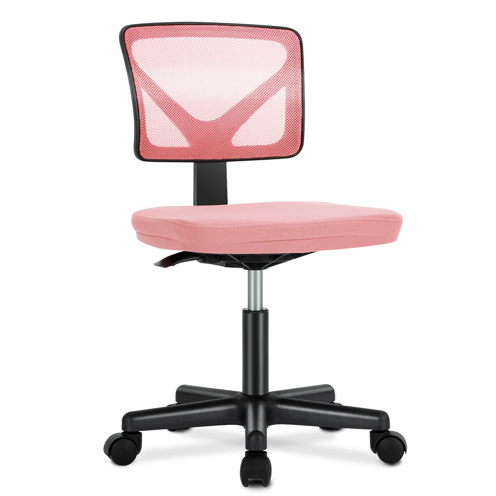 IDLE WAY Small Office Desk Chair with Wheels, Modern Rolling Armless Office Chair with Height Adjustable Comfortable Support, Cute Vanity Chair for Home Bedroom Office Study Make-up, Dressing Room