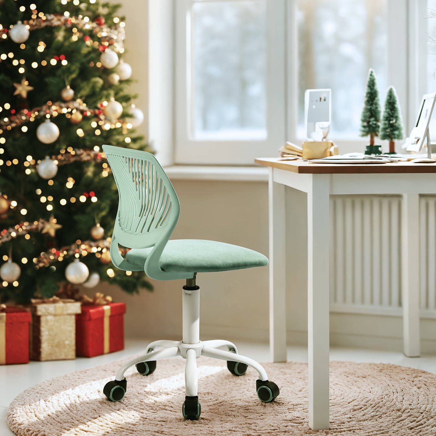 Homy Casa Compact Armless Office Chair, Adjustable Swivel Task Chair with Soft Cushion, Available in 7 Colors - Perfect for Home Office, Workspace, Bedroom, Study or Vanity