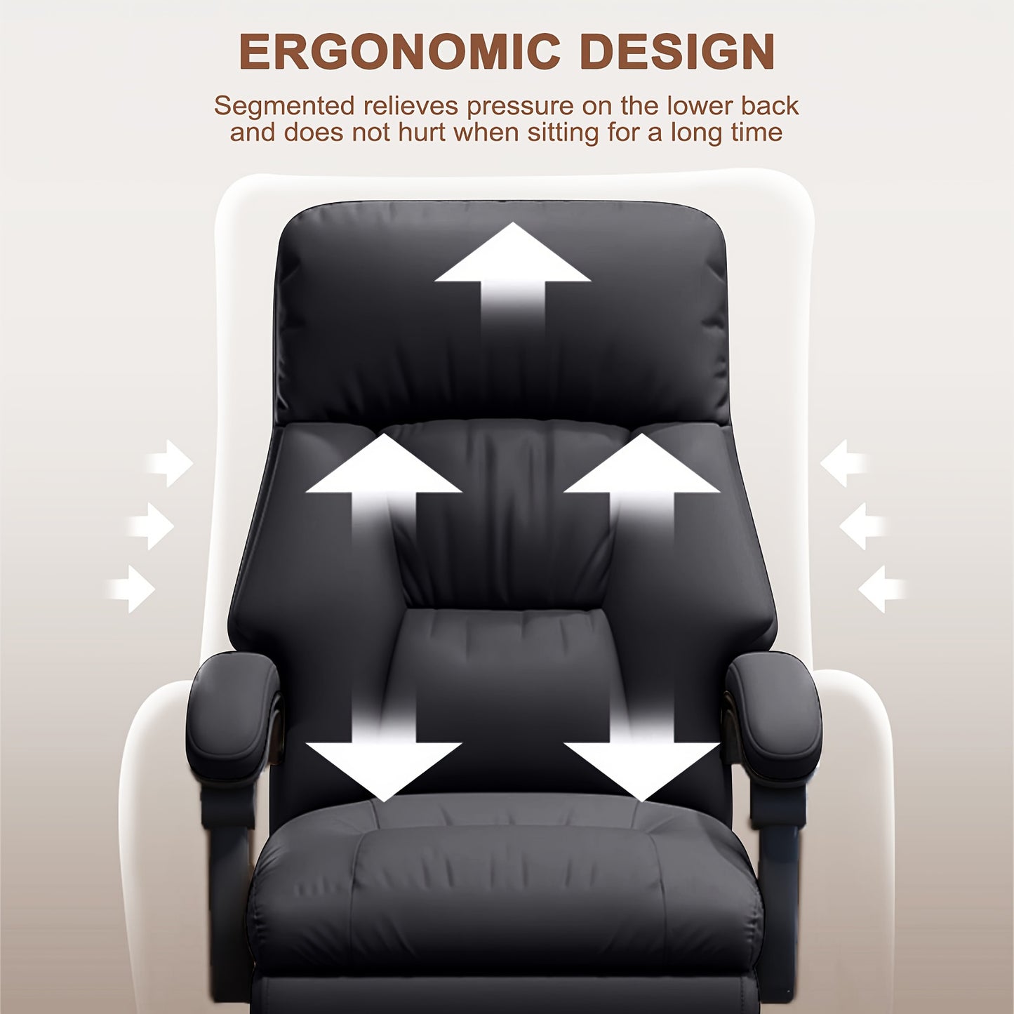 Comfortable Office Chair Ergonomic High Back Soft Polyurethane Leather Desk Chair Adult Waist Support Seat Large And High Executive Chair With Pedals