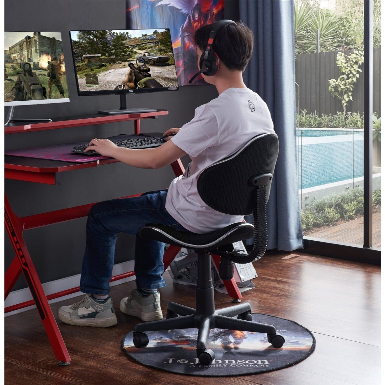 JJS Home Office Low Back Computer Executive Chair, Ergonomic Mesh Chair with Extra Large Base and Pads,