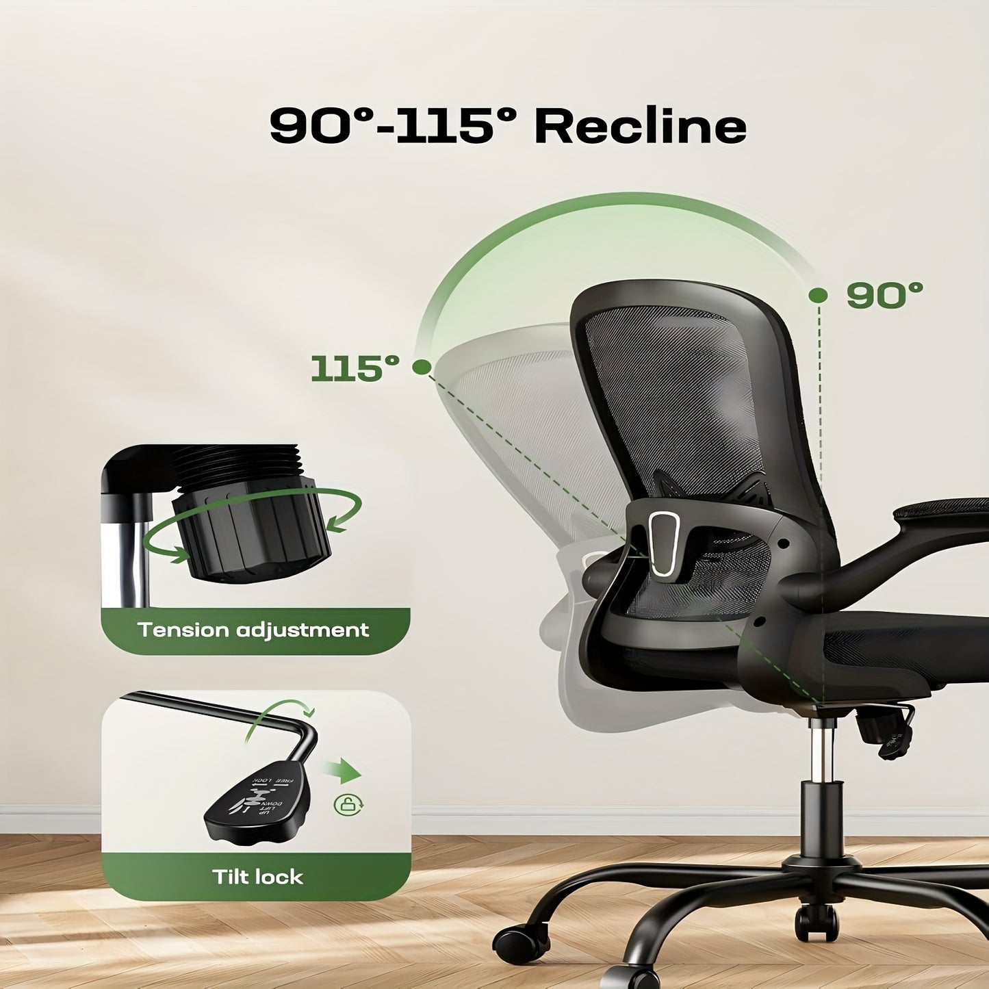 Ergonomic Office Chair, High Back Mesh Wide Seat, Gas Spring Double Monitor Stand, 3 Height Levels Under Desk Footrest, Perfect Match For Office With Multiple Choices.