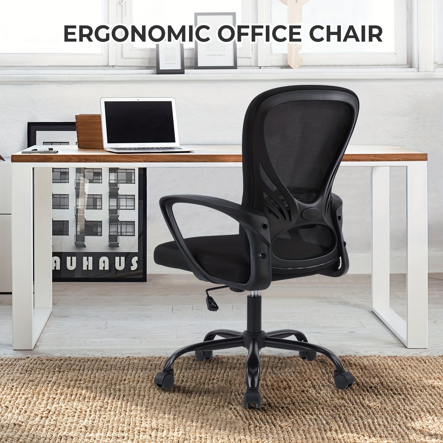 Ergonomic Office Chair, Mesh Home Office Chair, Lumbar Support, Height Adjustable, 360° Five-wheel Swivel Chair, Breathable Mesh Back & Comfortable Seat & Lumbar Support, Partner Chair For Office And Conference Room & Best Choice For Office People