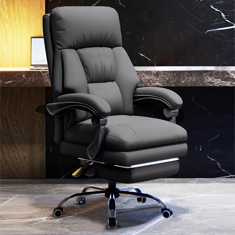 Comfortable Office Chair Ergonomic High Back Soft Polyurethane Leather Desk Chair Adult Waist Support Seat Large And High Executive Chair With Pedals