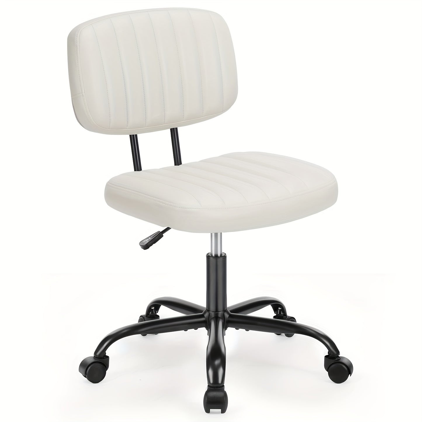 Idle Way Compact PU Leather Office Chair with Lumbar Support- Stylish Armless Swivel Task Chair on Wheels for Home Office and Study- Comfortable and Functional