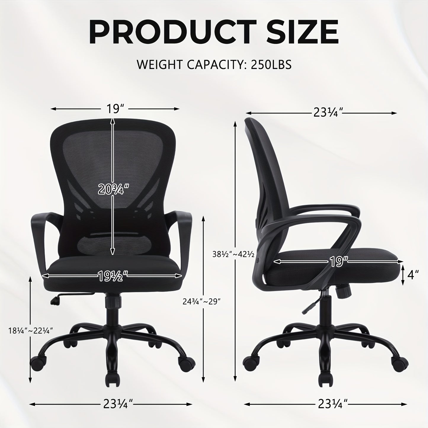 Ergonomic Office Chair, Mesh Home Office Chair, Lumbar Support, Height Adjustable, 360° Five-wheel Swivel Chair, Breathable Mesh Back & Comfortable Seat & Lumbar Support, Partner Chair For Office And Conference Room & Best Choice For Office People
