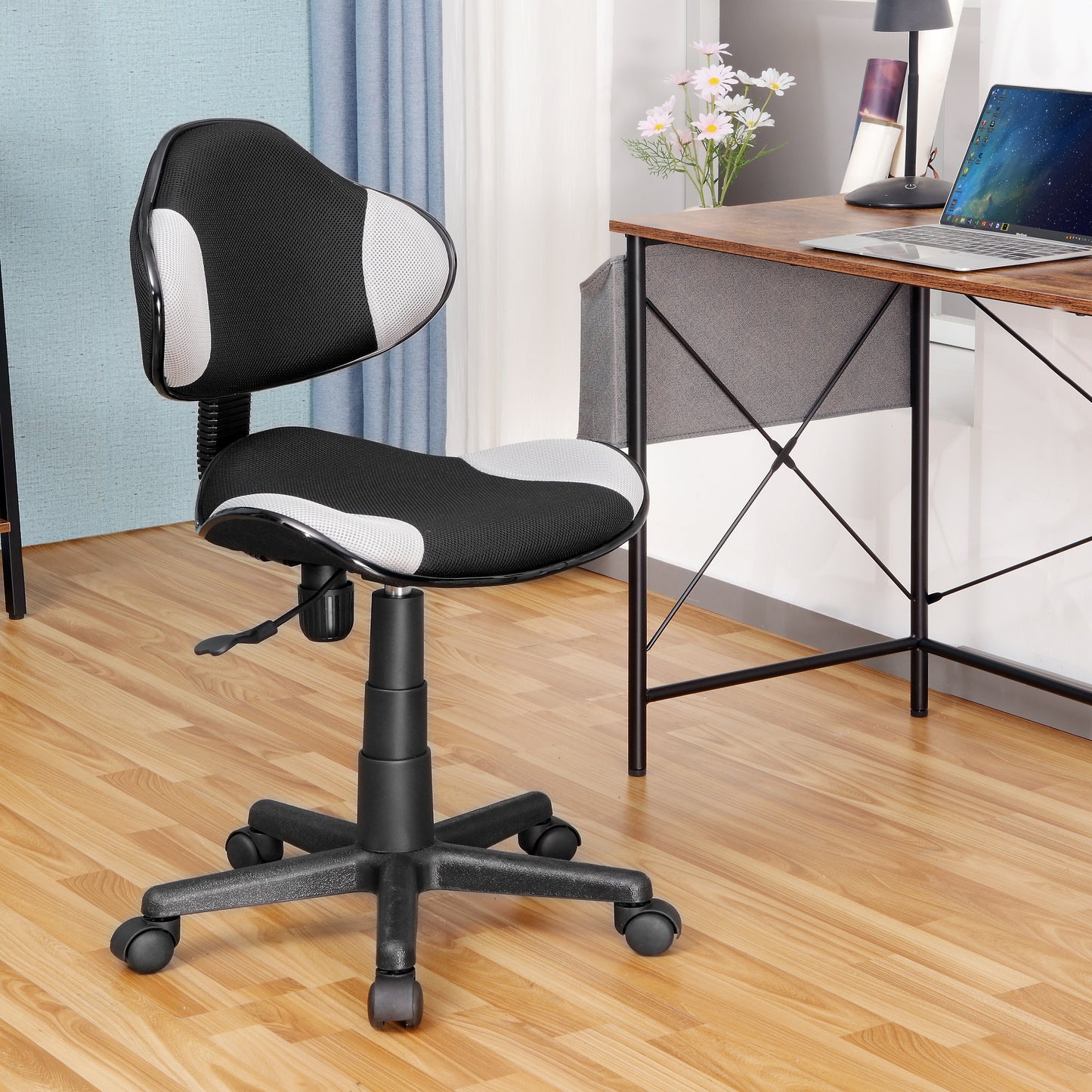 JJS Home Office Low Back Computer Executive Chair, Ergonomic Mesh Chair with Extra Large Base and Pads,