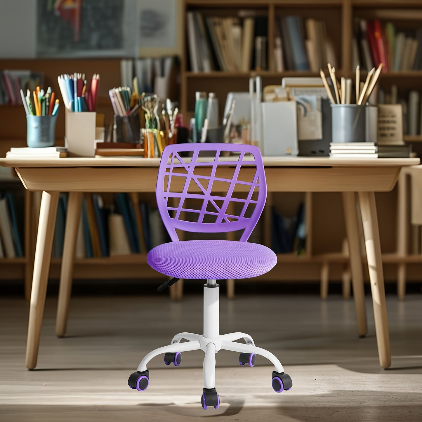 Ergonomic Pink Study Chair with Mesh Backrest & Padded Seat - Adjustable Height, Swivel Base for Desk and Home Office, Vibrant Design for Bedrooms and Study Areas, Desk Chair, FURNITURER