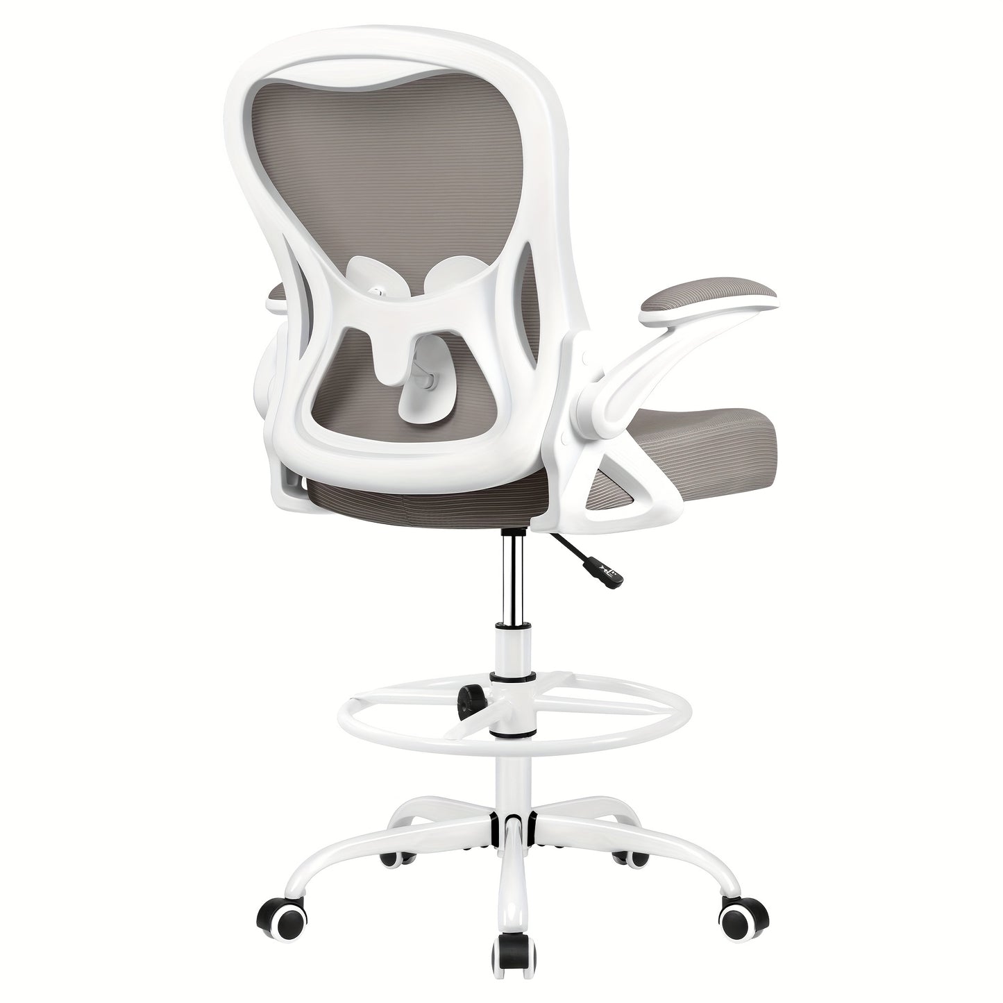 Actflame Drafting Chair Tall Office Chair With Flip-up Armrests Executive Ergonomic Computer Standing Desk Chair With Adjustable Lumbar Support And Adjustable Footrest Ring