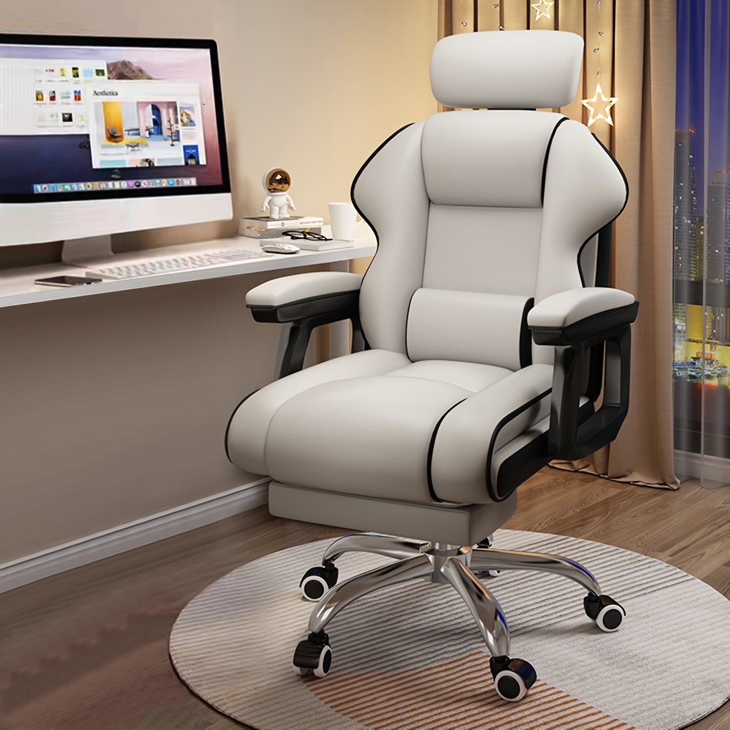 Ergonomic Adjustable Height Computer Chair, Metal Frame with Memory Foam Cushion, Open Back, Swivel, Armrests, and Wheels - Home Office Desk Chair, Home Office Chair | Contemporary Design | Metal Frame Chair, Office Chair Cushion