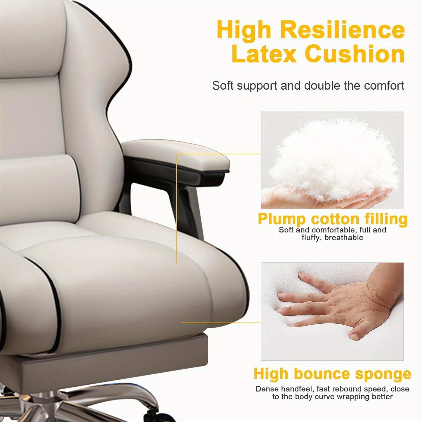 EXecutive Computer Chair Home Office Desk Chair, Adjustable Angle, Ergonomic Adjustable Height Chairs With Cushions Armrest For Long Time Seating-High Office Chair With Footrest