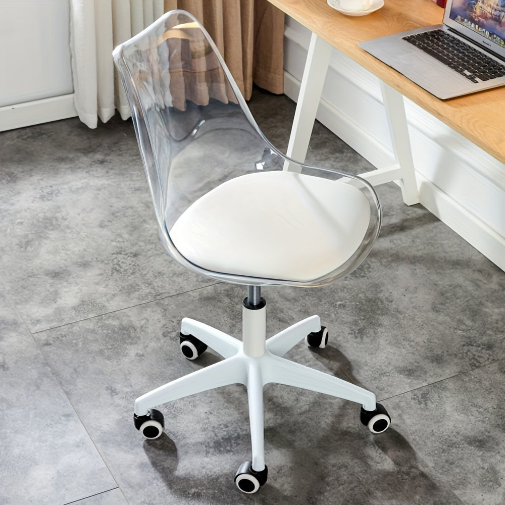 Third-generation office\u002Fgaming chair, Height Adjustable, adjustable 360 ° swivel chair, engineering plastic armless swivel computer chair, suitable for living room, bedroom and office, Transparent, for teenagers, furniture for home, small chairs.
