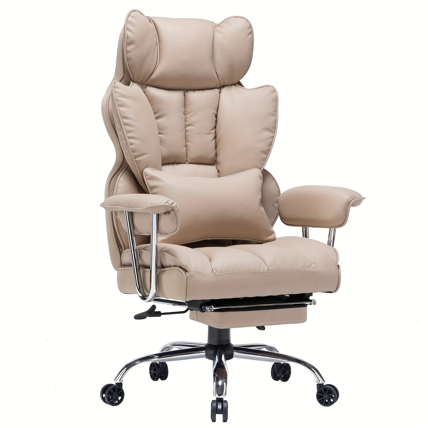 Efomao Office Chair 400LBS, Big and Tall Office Chair, Faux Leather Computer Chair, Executive Office Chair with Leg Rest and Lumbar Support, Pink Office Chair
