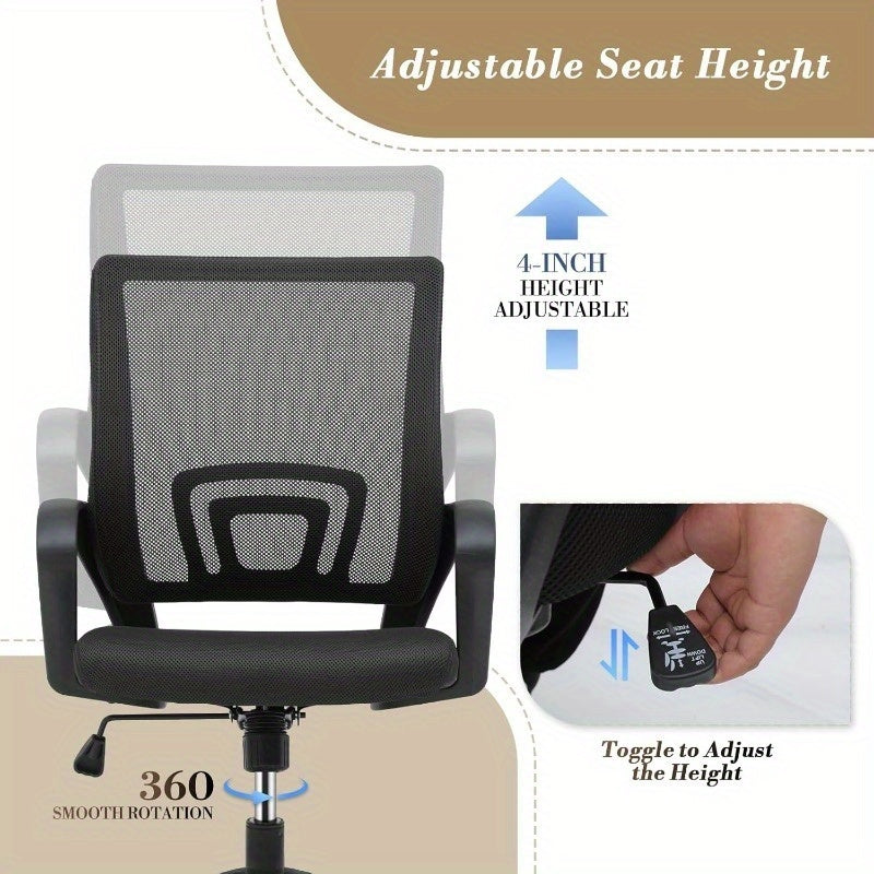 Ergonomic Office Chair with Lumbar Support - Heavy-Duty 300Lbs Capacity, Adjustable Height, Wide Seat Cushion - Swivel Wheels & Five-Star Base - for Home Office, Gaming, Professional Desk - Metal Frame Construction, Office Chair Cushion