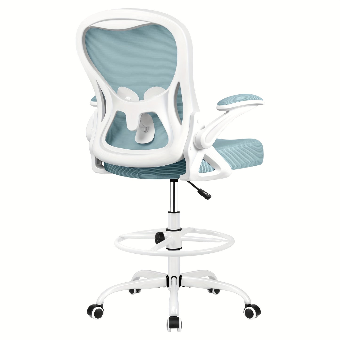 Actflame Drafting Chair Tall Office Chair With Flip-up Armrests Executive Ergonomic Computer Standing Desk Chair With Adjustable Lumbar Support And Adjustable Footrest Ring