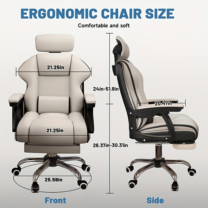 EXecutive Computer Chair Home Office Desk Chair, Adjustable Angle, Ergonomic Adjustable Height Chairs With Cushions Armrest For Long Time Seating-High Office Chair With Footrest