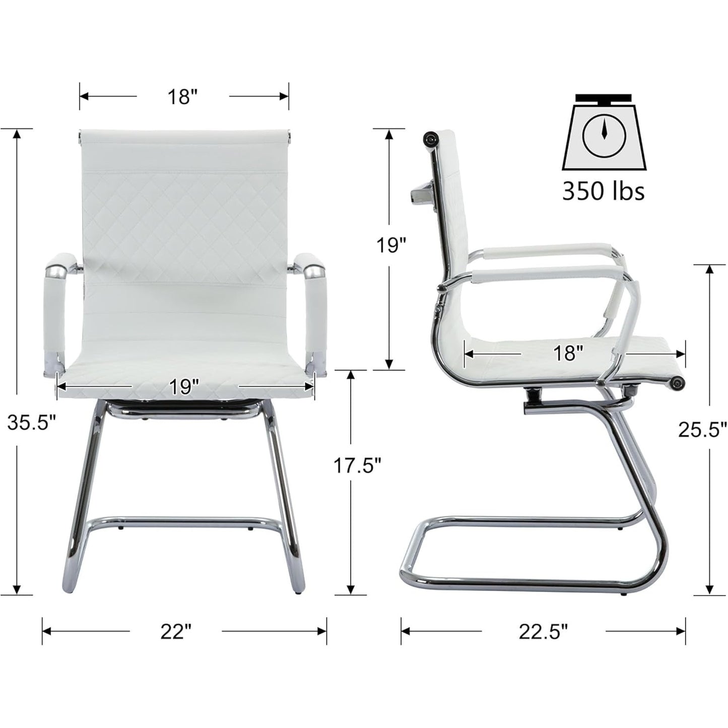 Set Of 2 Features A Minimalist Office Chair With A Diamond Grid Design On The Back, Equipped With Armrests And A Chrome Metal Base For Home Work, Suitable For Meeting Rooms\u002Fwaiting Rooms