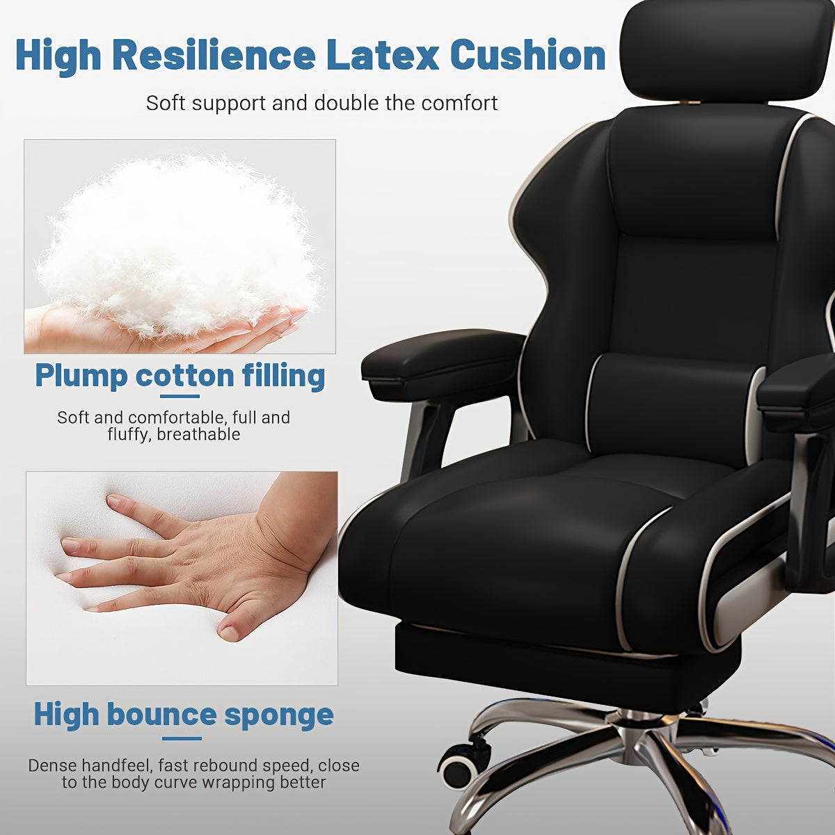 Ergonomic Adjustable Height Computer Chair, Metal Frame with Memory Foam Cushion, Open Back, Swivel, Armrests, and Wheels - Home Office Desk Chair, Home Office Chair | Contemporary Design | Metal Frame Chair, Office Chair Cushion