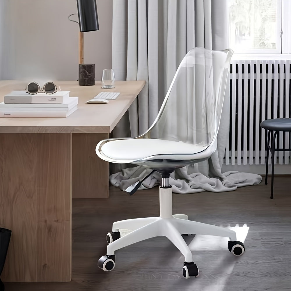 Third-generation office\u002Fgaming chair, Height Adjustable, adjustable 360 ° swivel chair, engineering plastic armless swivel computer chair, suitable for living room, bedroom and office, Transparent, for teenagers, furniture for home, small chairs.