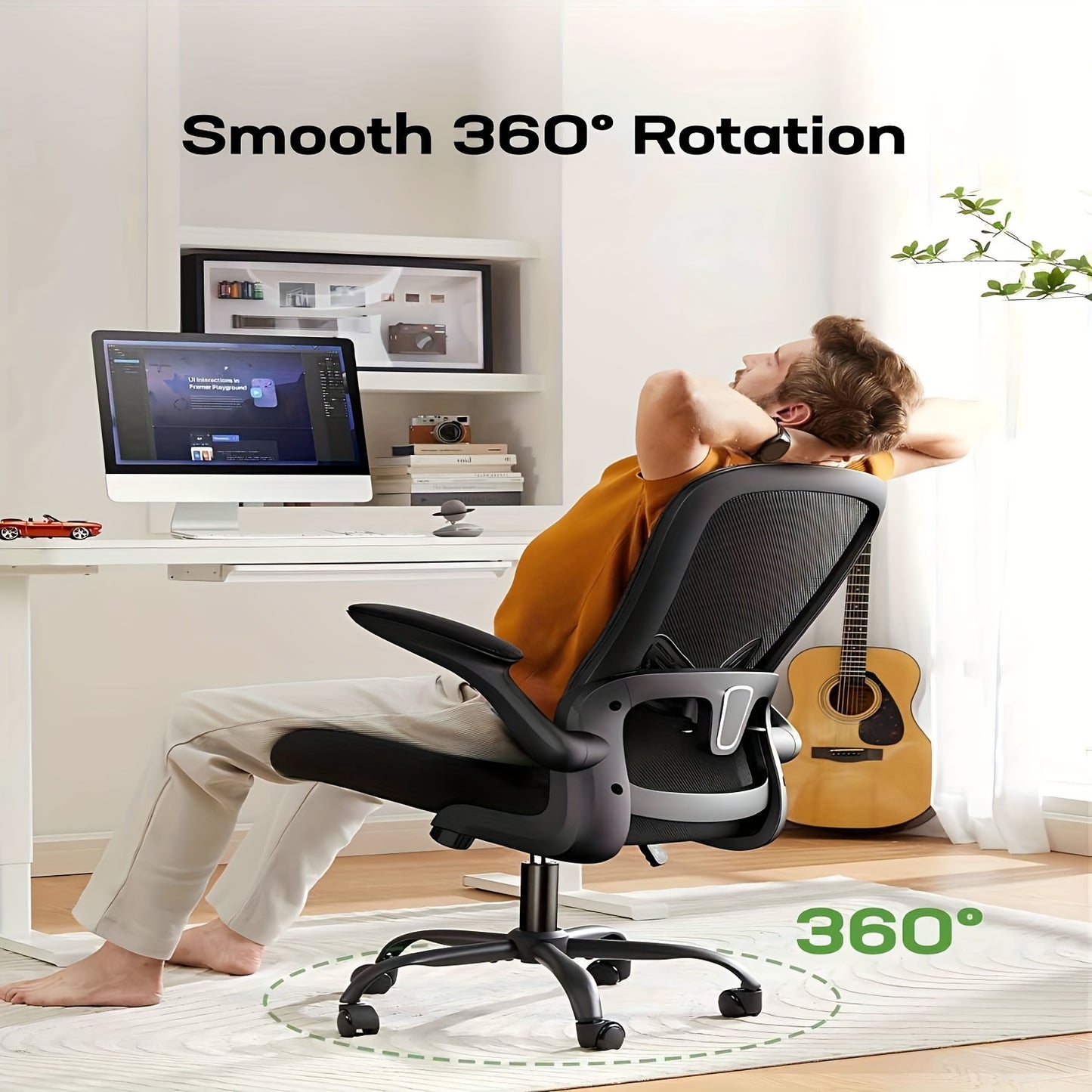 Ergonomic Office Chair, High Back Mesh Wide Seat, Gas Spring Double Monitor Stand, 3 Height Levels Under Desk Footrest, Perfect Match For Office With Multiple Choices.