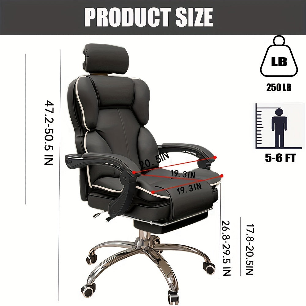 Ergonomic Big & Tall Office Chair - High Back Gaming Chair with Adjustable Height, Swivel Base, Lumbar Support & Foot Rest - White with Pink Accents, Metal Frame, Memory Foam Cushion for Comfort, Desk Chair