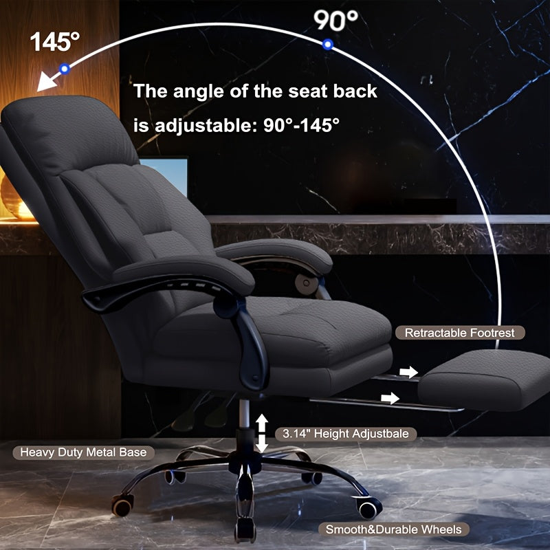 Comfortable Office Chair Ergonomic High Back Soft Polyurethane Leather Desk Chair Adult Waist Support Seat Large And High Executive Chair With Pedals