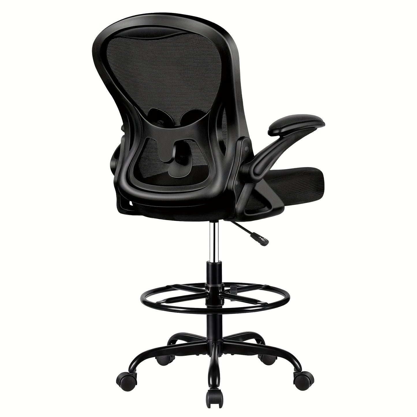 Actflame Drafting Chair Tall Office Chair With Flip-up Armrests Executive Ergonomic Computer Standing Desk Chair With Adjustable Lumbar Support And Adjustable Footrest Ring