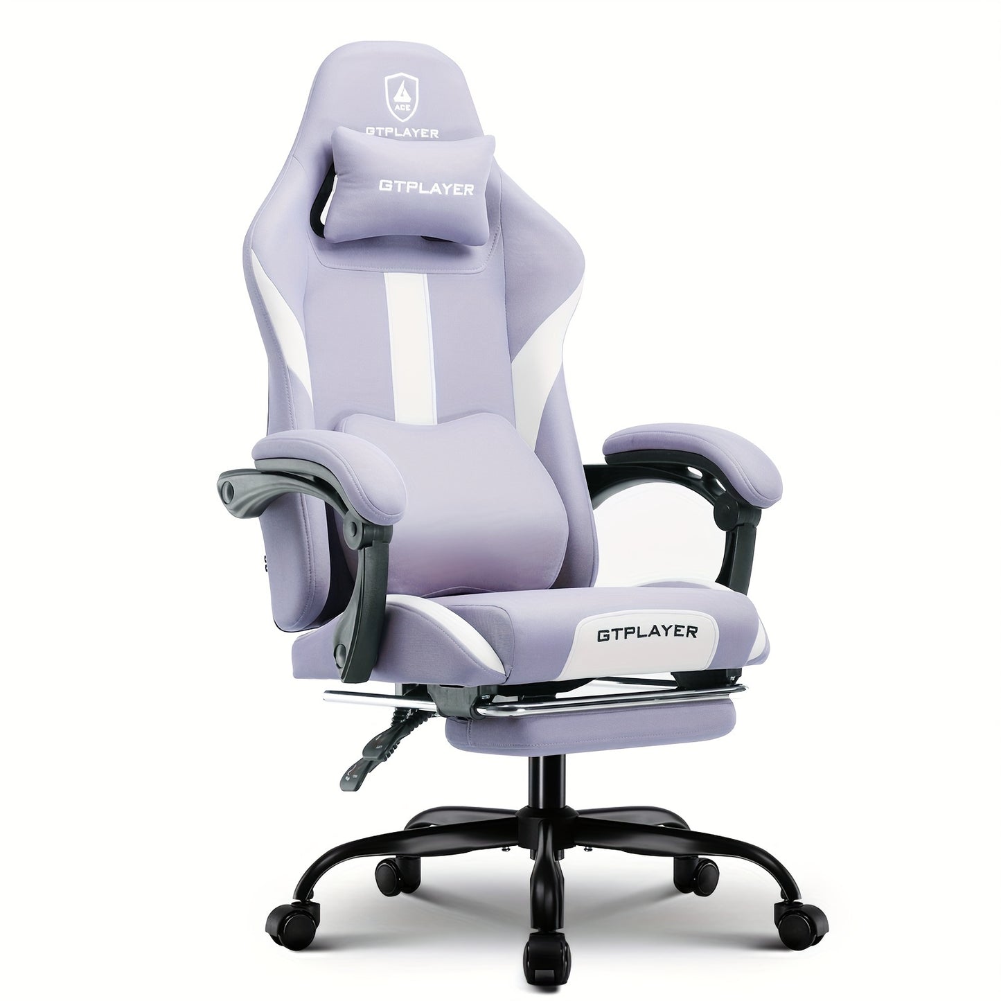 Ergonomic Gaming Chair with Lumbar Support, Breathable Fabric Computer Chair with Pocket Spring Cushion, Footrest for Adult Gamers, Metal Frame with Sponge Filling