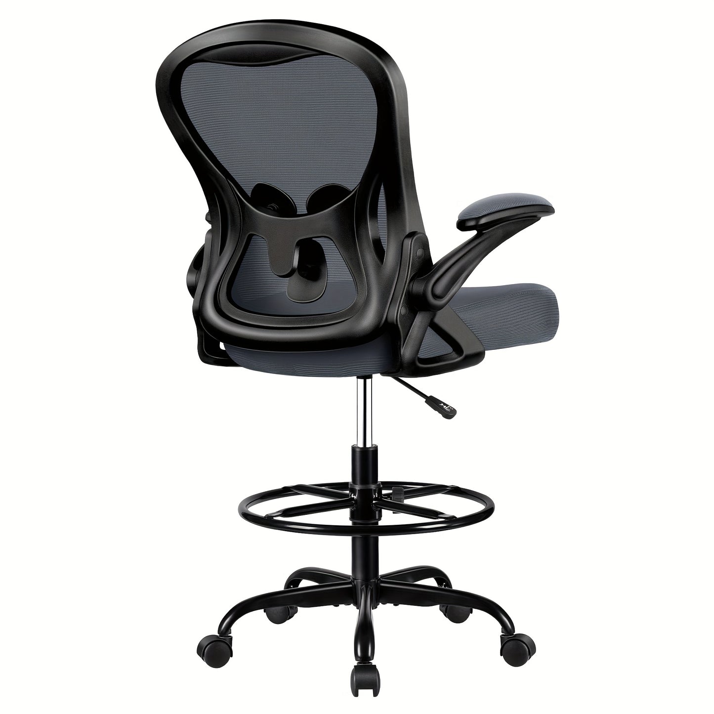 Actflame Drafting Chair Tall Office Chair With Flip-up Armrests Executive Ergonomic Computer Standing Desk Chair With Adjustable Lumbar Support And Adjustable Footrest Ring