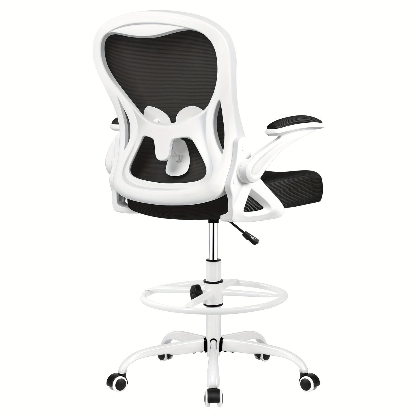 Actflame Drafting Chair Tall Office Chair With Flip-up Armrests Executive Ergonomic Computer Standing Desk Chair With Adjustable Lumbar Support And Adjustable Footrest Ring