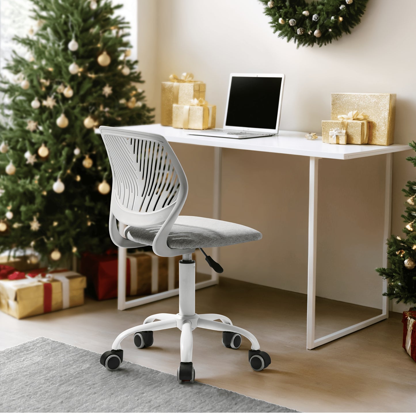 Homy Casa Compact Armless Office Chair, Adjustable Swivel Task Chair with Soft Cushion, Available in 7 Colors - Perfect for Home Office, Workspace, Bedroom, Study or Vanity