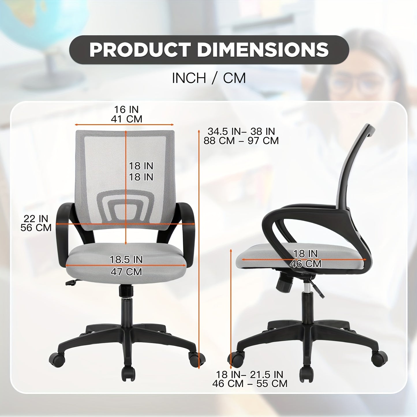 2 Pack, Office Chair Computer Desk Task Chair Mesh Computer Chair Back Support Modern Executive Adjustable Chair for Men Women