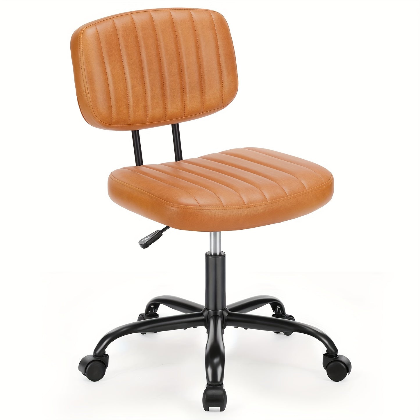 Idle Way Compact PU Leather Office Chair with Lumbar Support- Stylish Armless Swivel Task Chair on Wheels for Home Office and Study- Comfortable and Functional