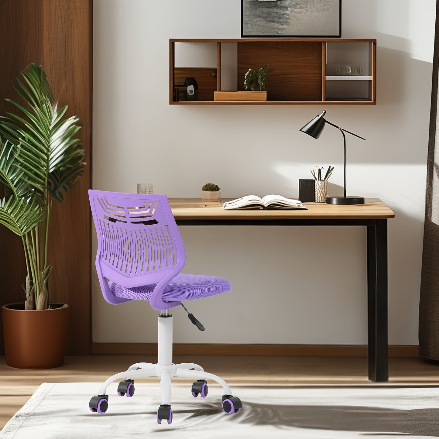 Ergonomic Modern Office Chair with Swivel Seat - Adjustable Height, Lumbar Support, Durable Metal Frame - Ideal for Home Office in Bright Pink\u002FPurple\u002FGreen