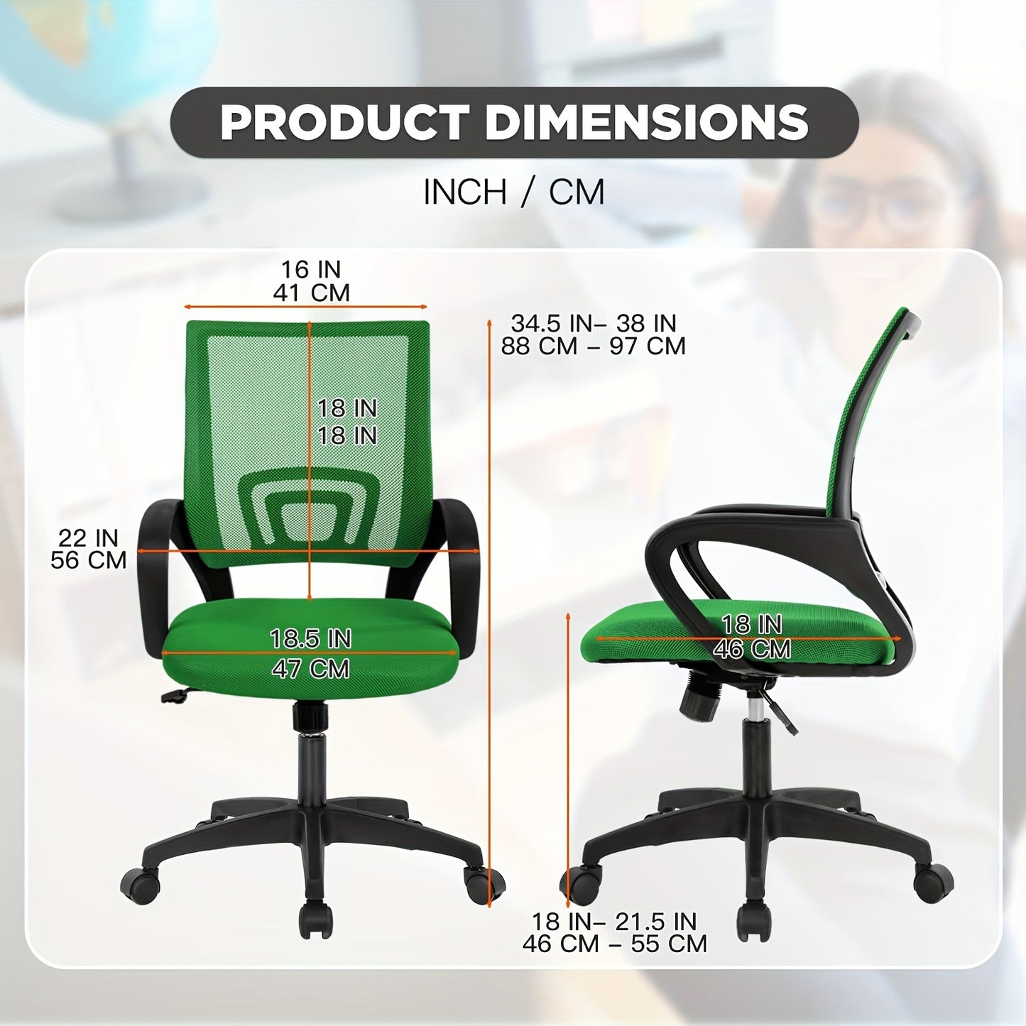 2 Pack, Office Chair Computer Desk Task Chair Mesh Computer Chair Back Support Modern Executive Adjustable Chair for Men Women
