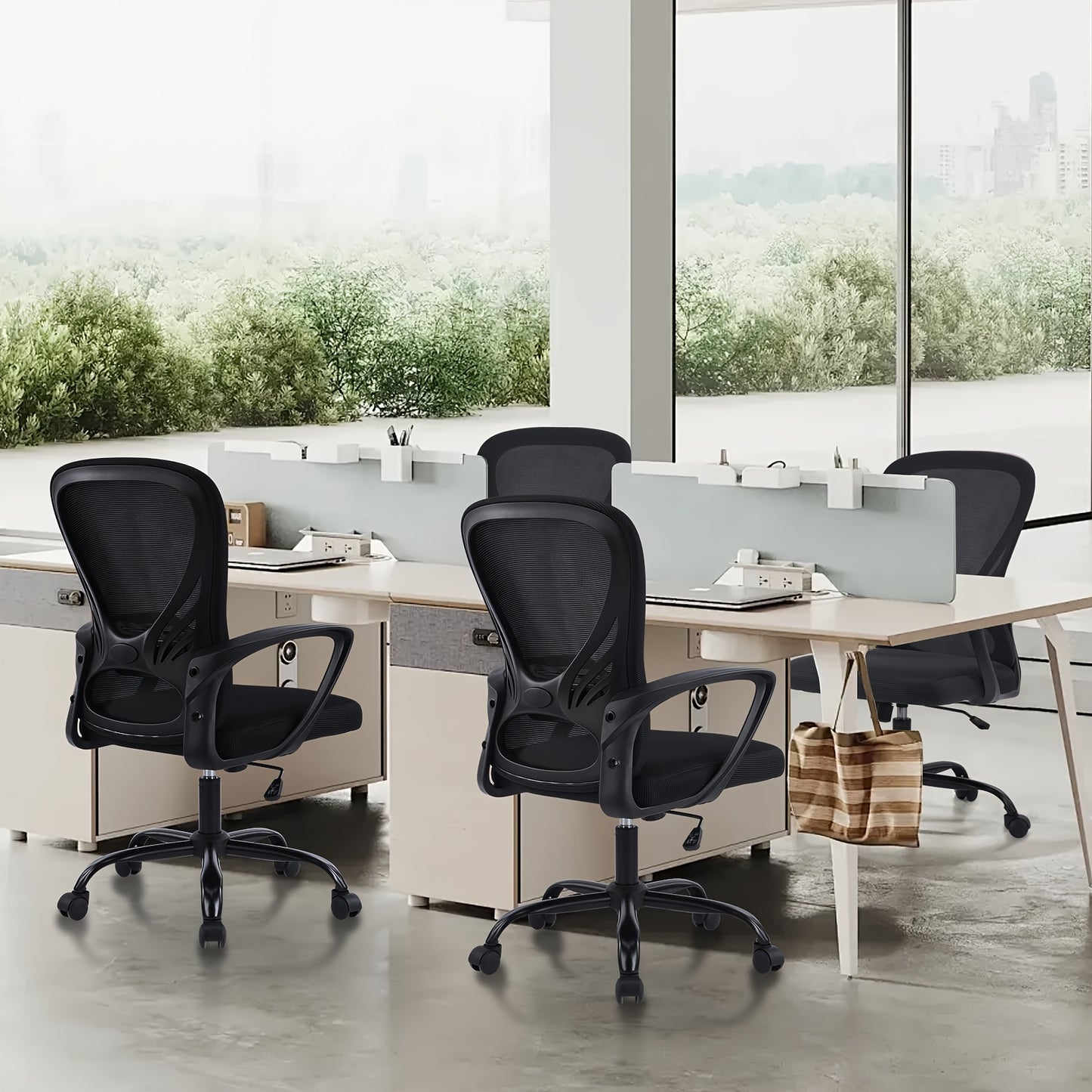 Ergonomic Office Chair, Mesh Home Office Chair, Lumbar Support, Height Adjustable, 360° Five-wheel Swivel Chair, Breathable Mesh Back & Comfortable Seat & Lumbar Support, Partner Chair For Office And Conference Room & Best Choice For Office People