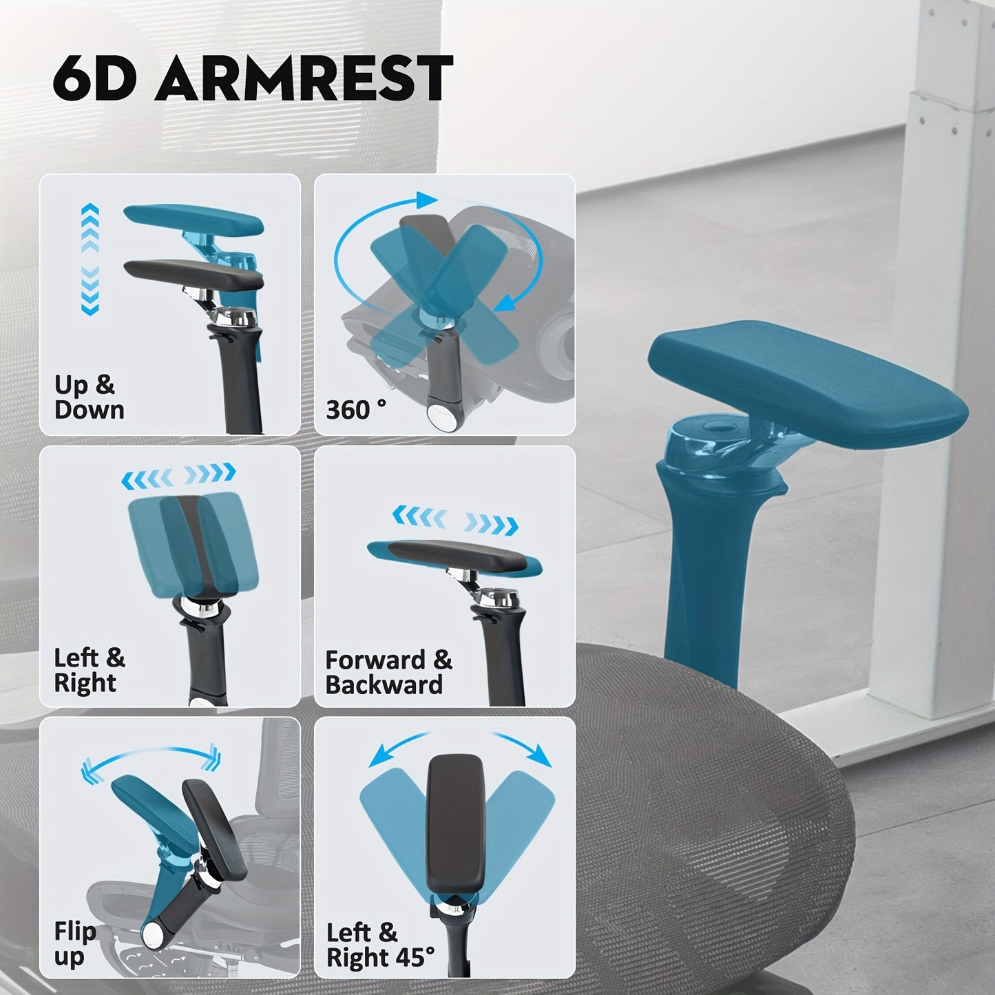 Mesh Ergonomic Office Chair With Footrest, High Back Computer Gaming Chair With Lumbar Support, Back Support, 6D Armrests For Big And Tall Napping Work Chair