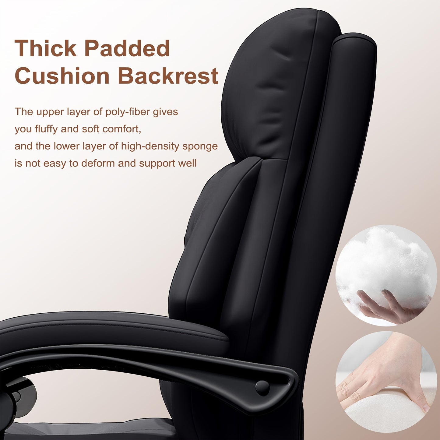 Comfortable Office Chair Ergonomic High Back Soft Polyurethane Leather Desk Chair Adult Waist Support Seat Large And High Executive Chair With Pedals